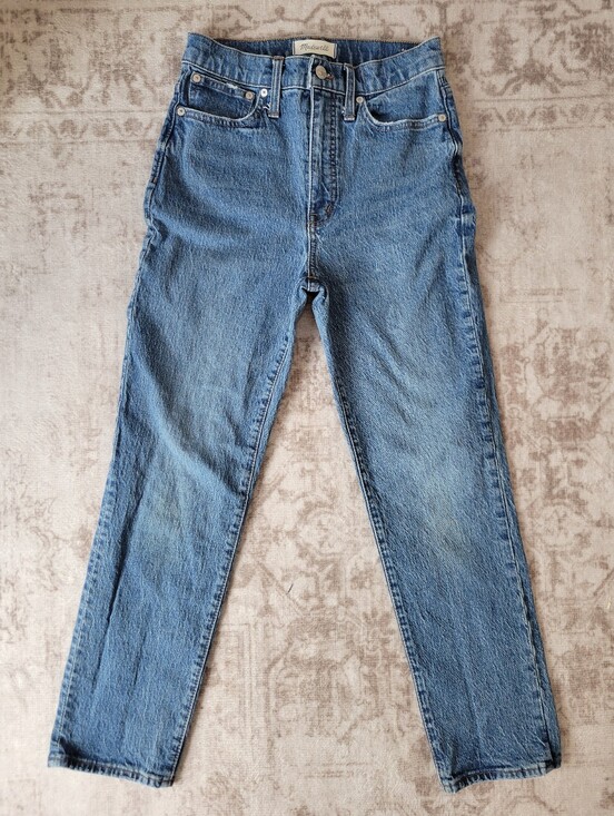 Madewell Denim - Madewell Women 25 Classic Straight Jeans High Rise Medium Wash Light Distressing